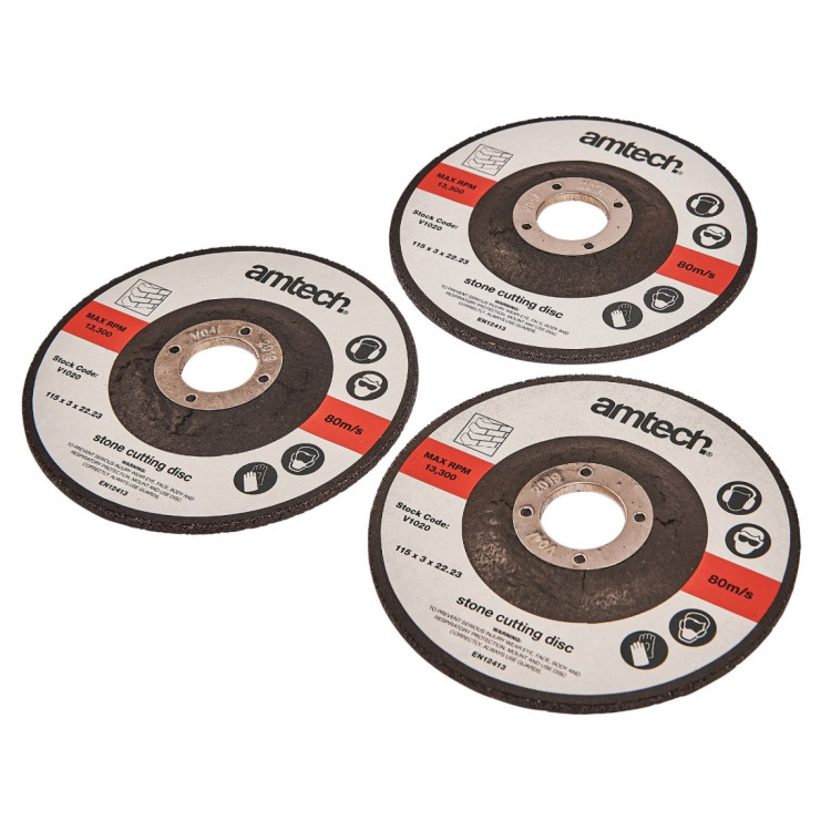 Amtech 3 Piece 115mm stone cutting disc set