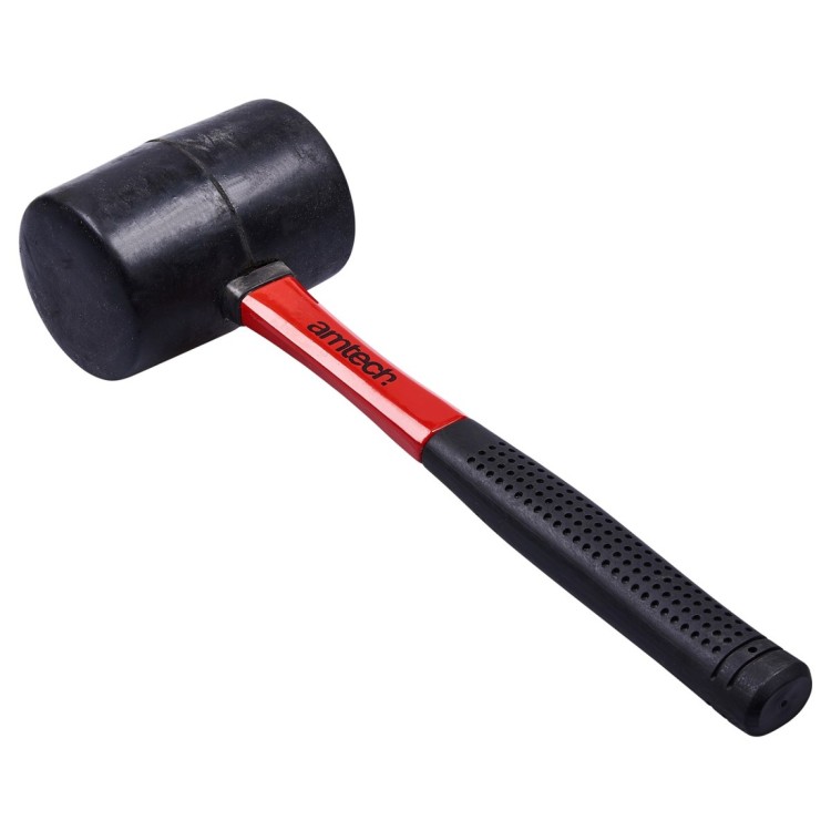 Amtech 32oz (900g) Black rubber mallet with fibreglass shaft