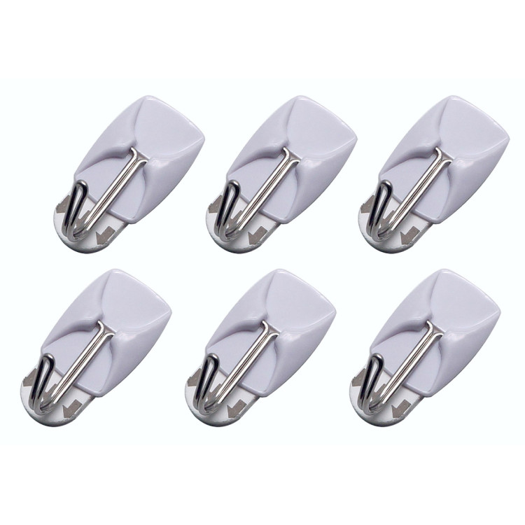Amtech 6Pcs Small Removable Self-Adhesive Metal Hook Set (3 X 2.1 Cm)