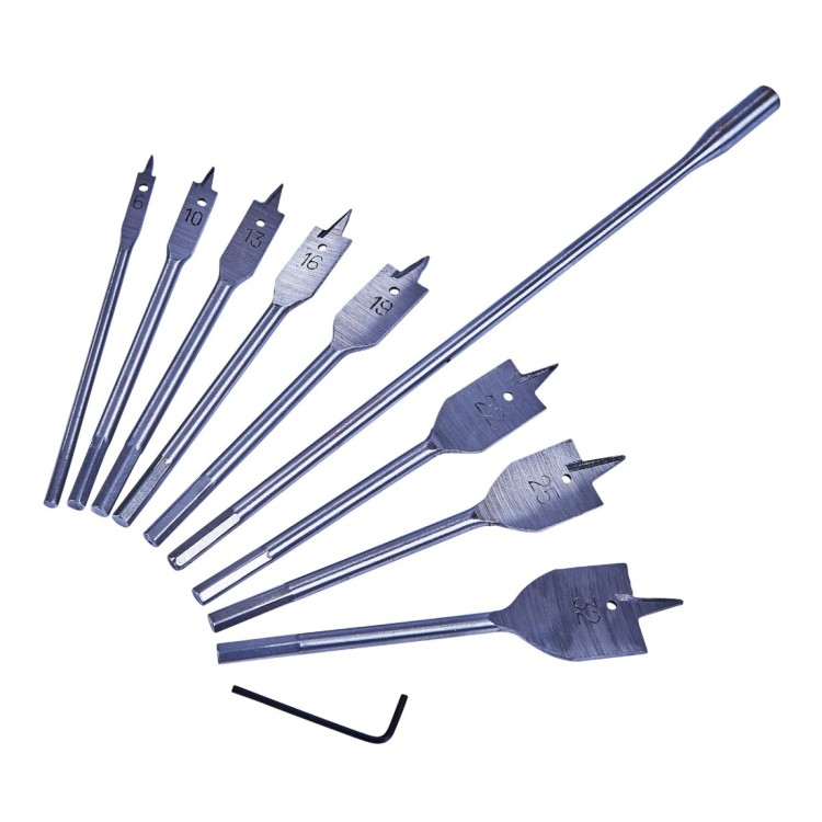 Amtech 8 Piece flat wood bit set with 30mm (12