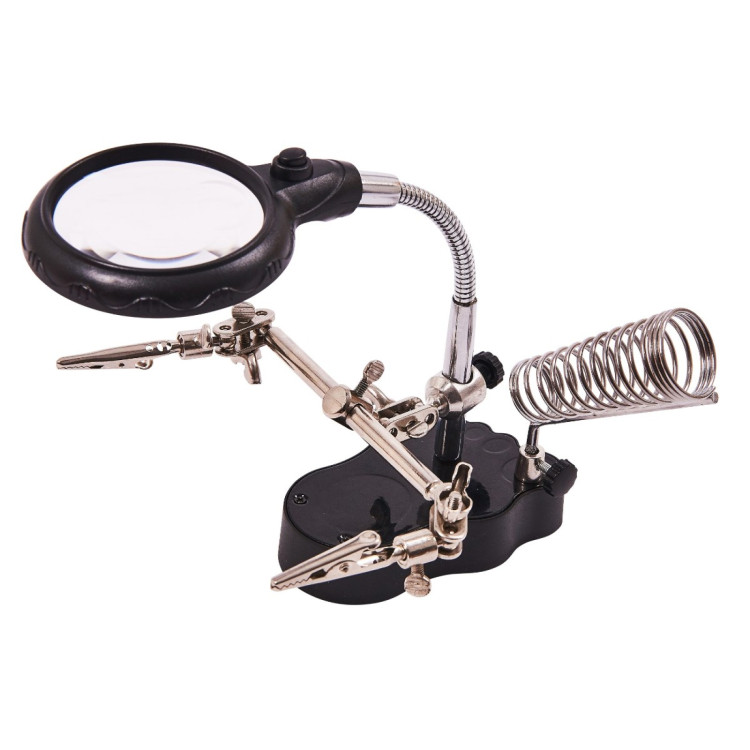 Amtech Helping Hand Magnifier Set And Soldering Stand With Led
