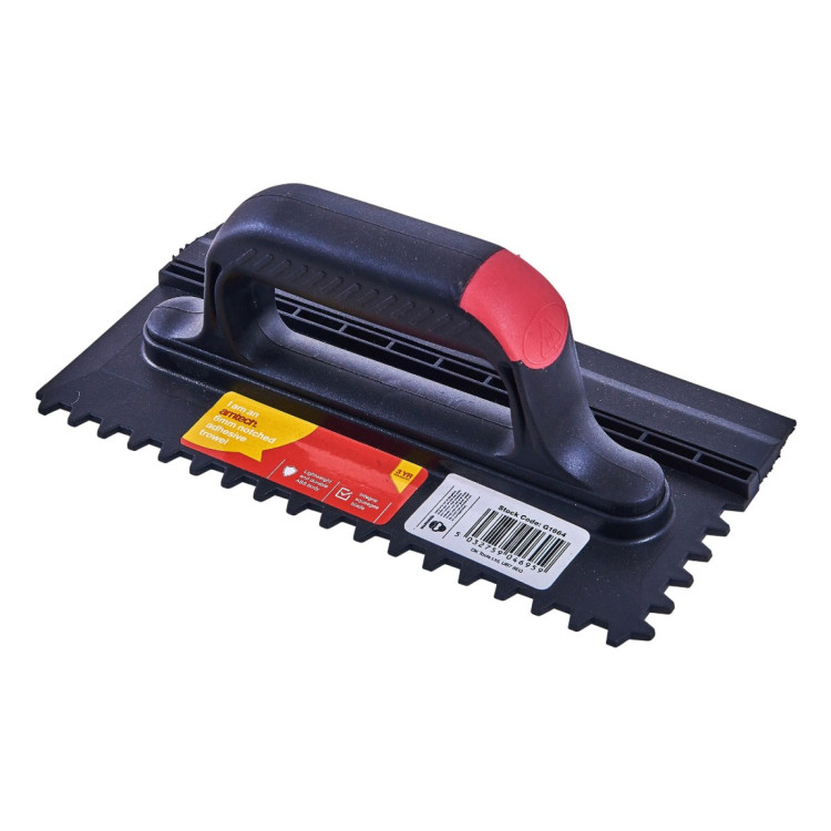 Amtech Notched adhesive trowel with squeegee blade