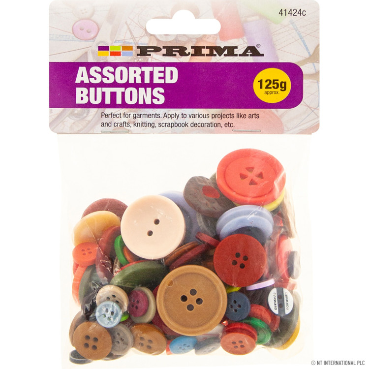 Prima 125g Assorted Buttons / Mix Colours