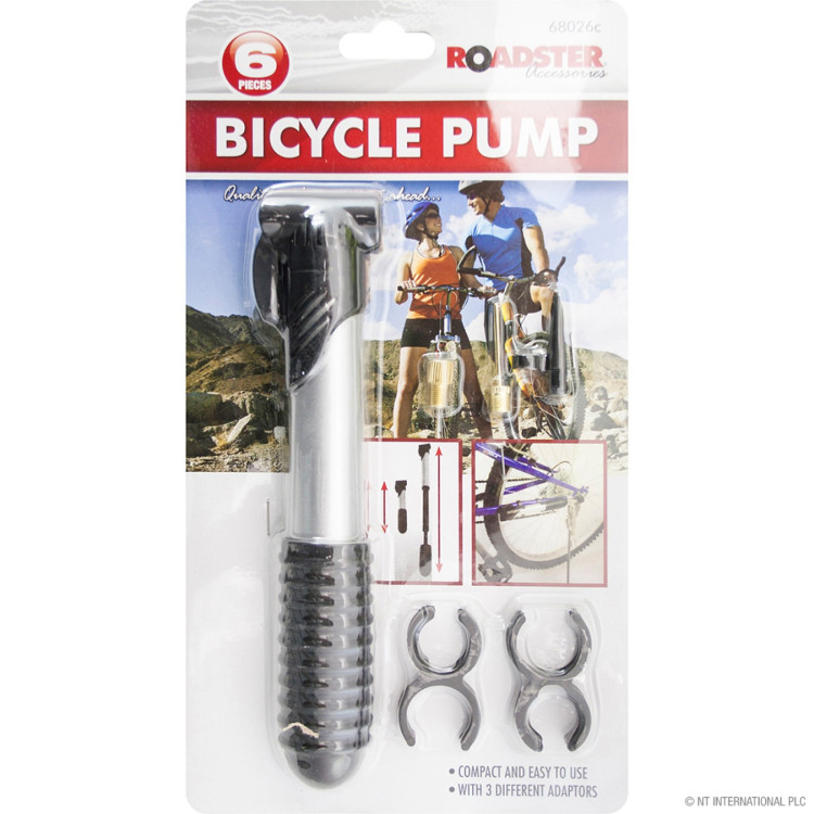 6pc Bicycle / Bike Pump - On Card