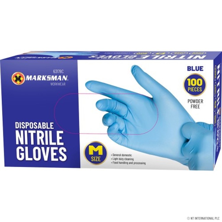 Blue Nitrile Glove Powder Free Size M