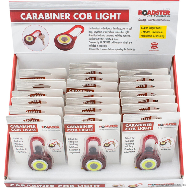  Carabiner COB LED Light - Display Box