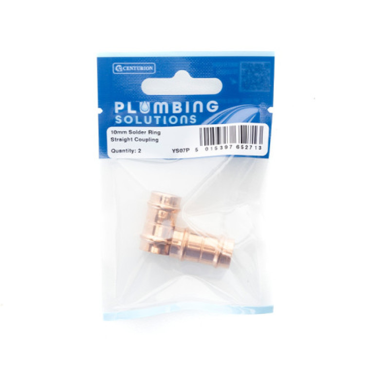 Centurion 10mm Solder Ring Copper Straight Coupling