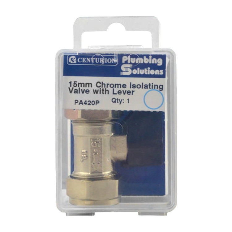 Centurion 15mm Chrome Isolating Valve with Lever