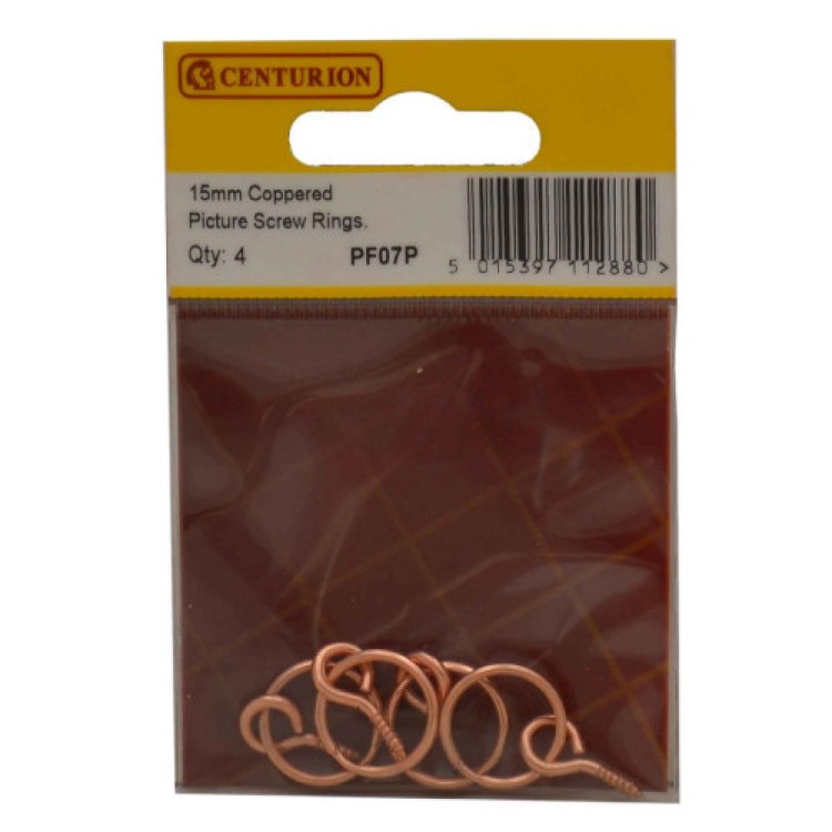 Centurion 15mm Coppered Picture Screw Rings (Pack of 4)