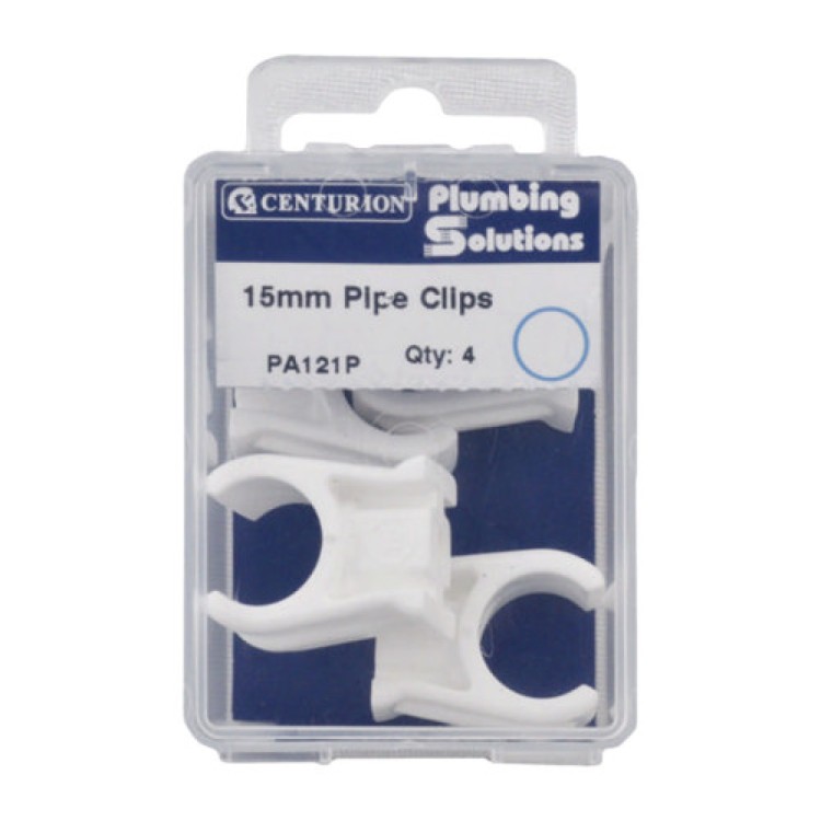 Centurion 15mm Plastic Snap Fix Pipe Clips (Pack of 4)