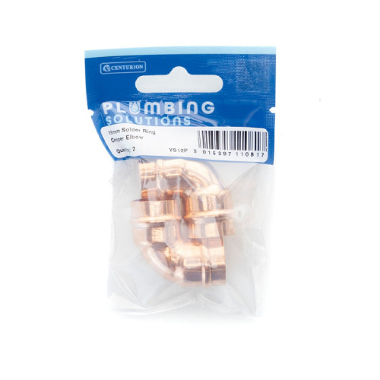 Centurion 15mm Solder Ring Copper Elbow (Pack of 2)