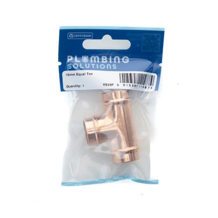 Centurion 15mm Solder Ring Copper Equal Tee