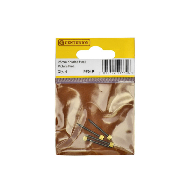 Centurion 25mm Knurled Head Picture Pins (Pack of 4)