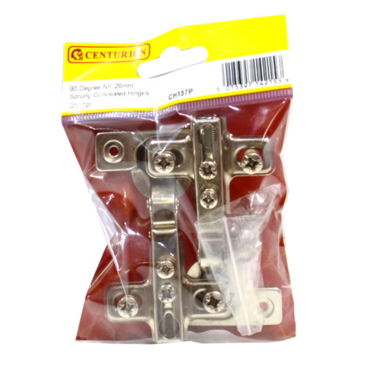 Centurion 26mm NP Sprung Concealed Hinges 90 Degree (1 pair)