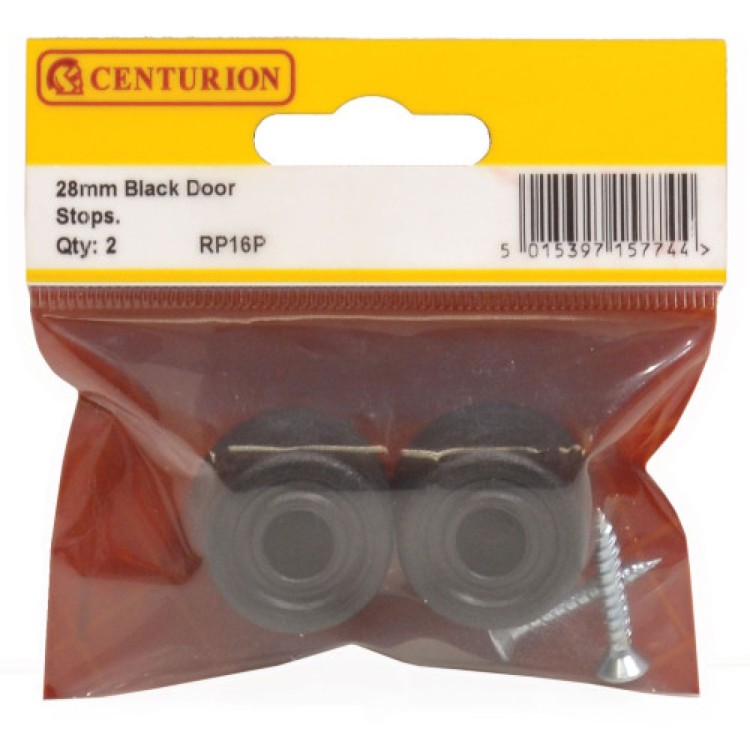 Centurion 28mm Black Plastic Door Stop (Pack of 2)