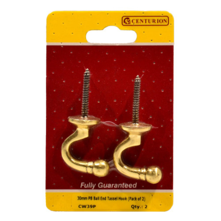 Centurion 30mm PB Ball End Tassel Hook (Pack of 2)