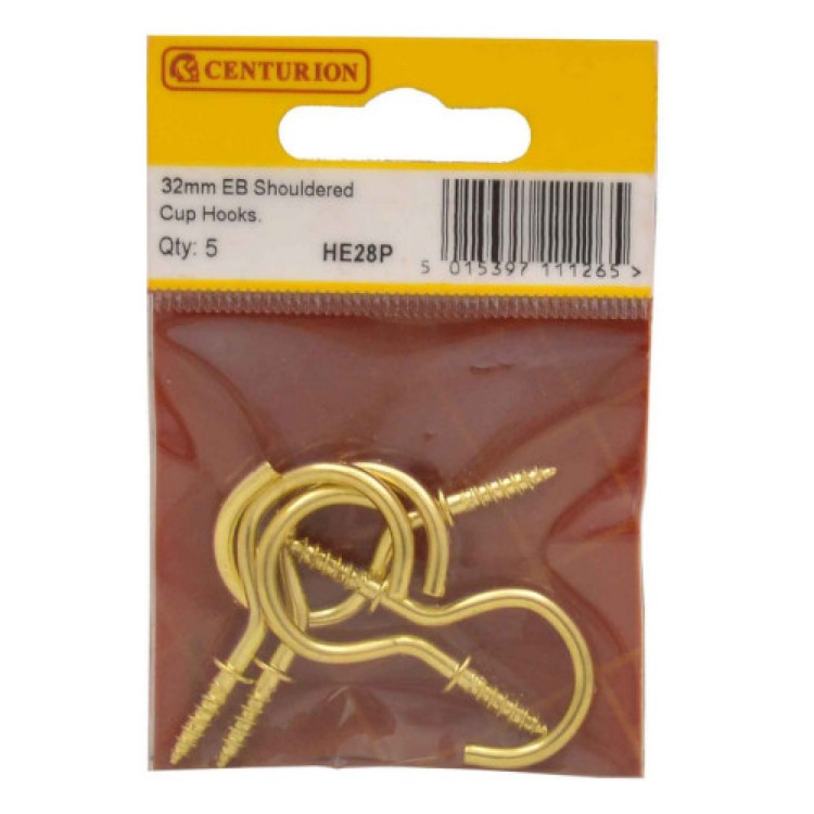 Centurion 32mm EB Shouldered Cup Hooks (Pack of 5)