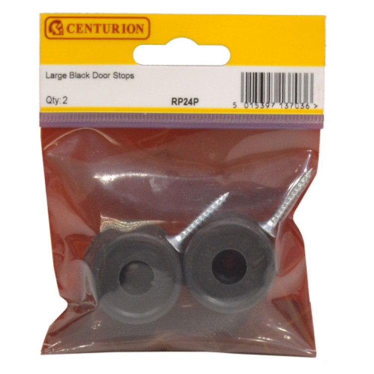 Centurion 35mm Black Plastic Door Stops (Pack of 2)