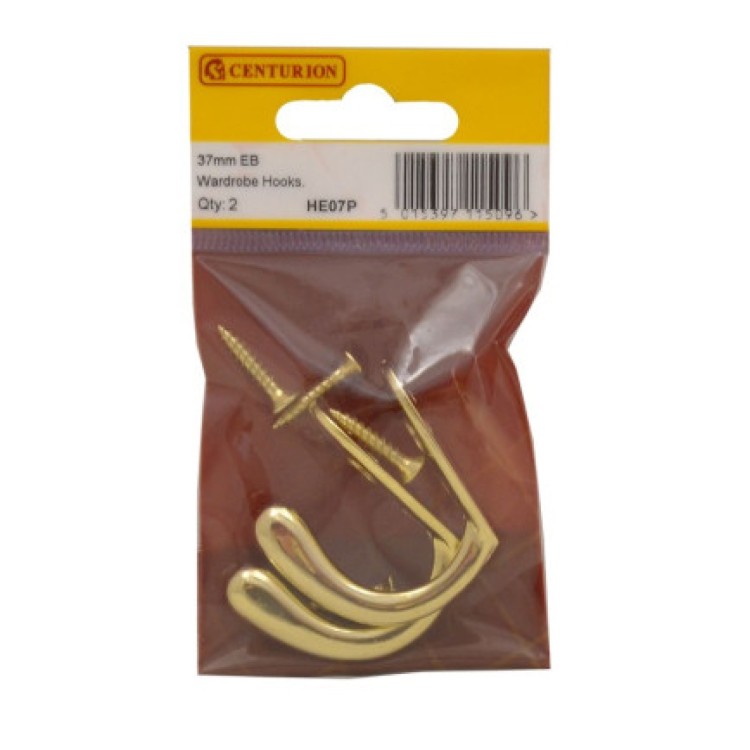 Centurion 50mm EB Die Cast Wardrobe Hooks (Pack of 2)