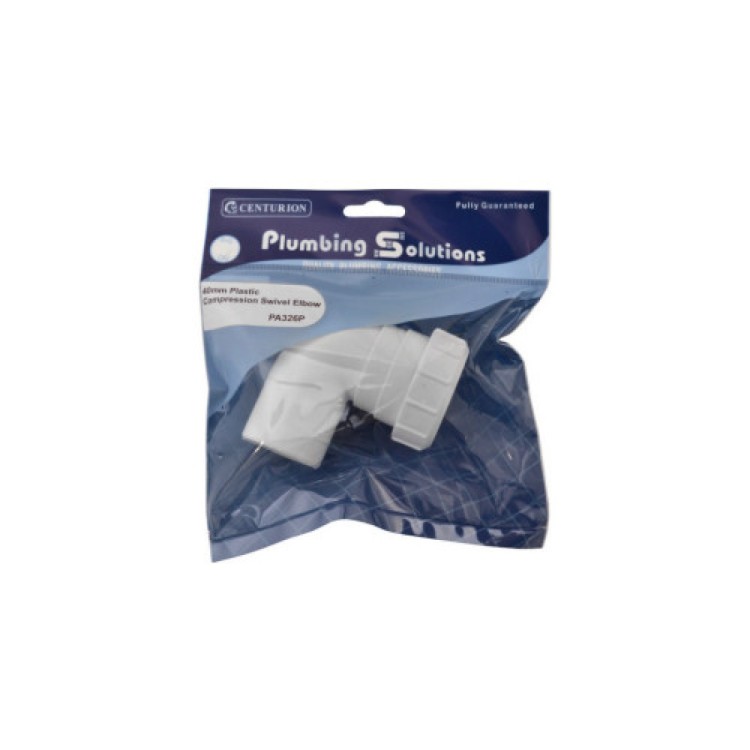 Centurion 40mm Plastic Compression Swivel Elbow