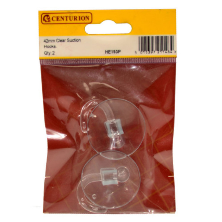 Centurion 42mm Clear Plastic Suction Hook (Pack of 2)