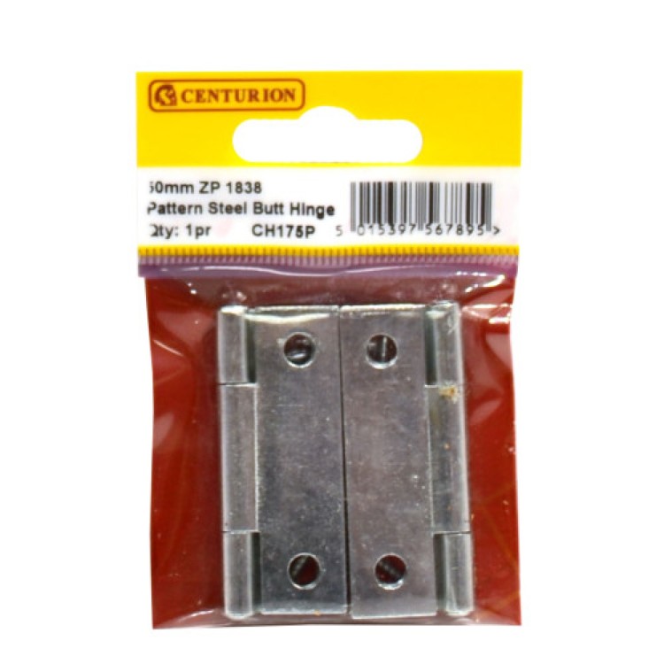 Centurion 50mm ZP Steel Butt Hinge (1 pair)