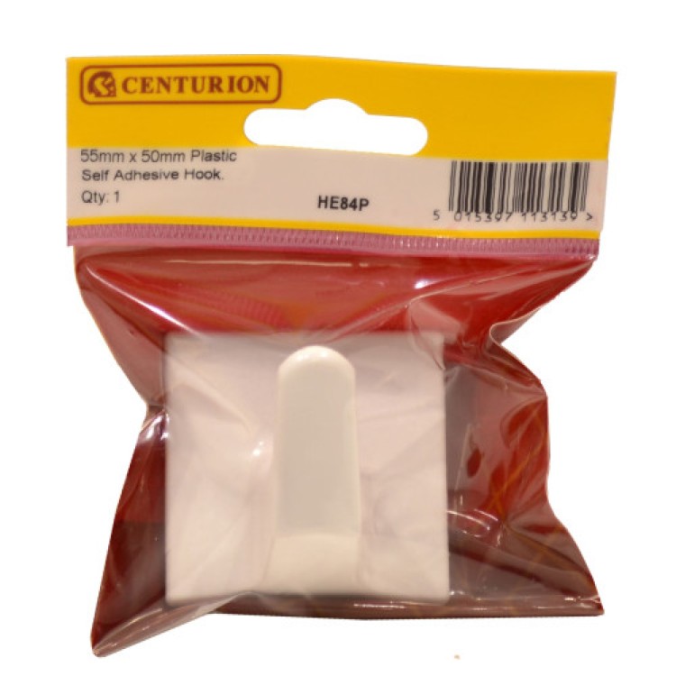 Centurion 55mm x 50mm Plastic Self Adhesive Hook