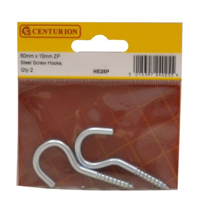 Centurion 60 x 4.3mm ZP Screw Hooks (Pack of 2)