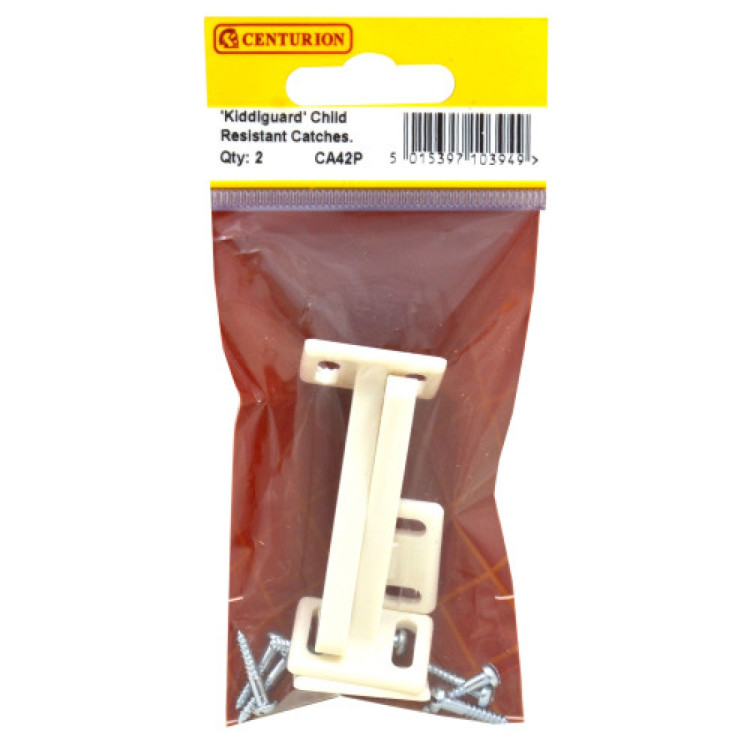 Centurion 60mm White Plastic Kiddiguard Catch (Pack of 2)