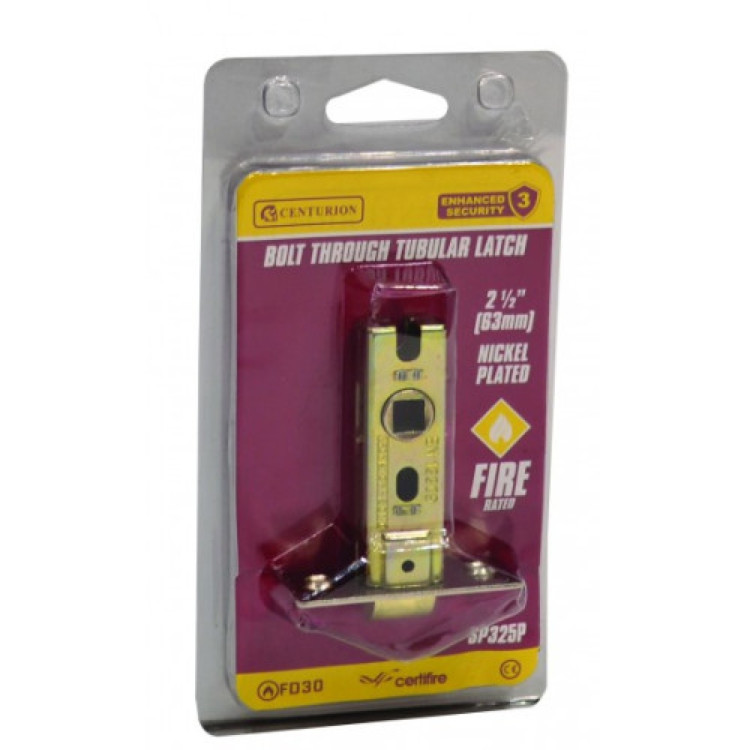 Centurion 63mm NP Bolt Through Tubular Latch CE Fire Rated