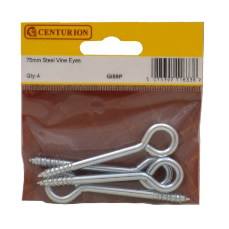 Centurion 75mm x 12mm Steel Vine Eyes (Screw In)