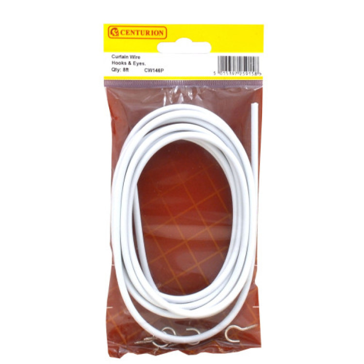 Centurion 8 ft Coil Curtain Wire with Hooks & Eyes