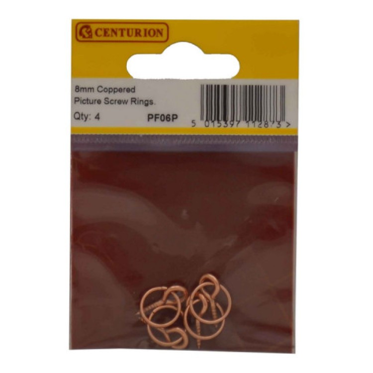 Centurion 8mm Coppered Picture Screw Rings (Pack of 4)