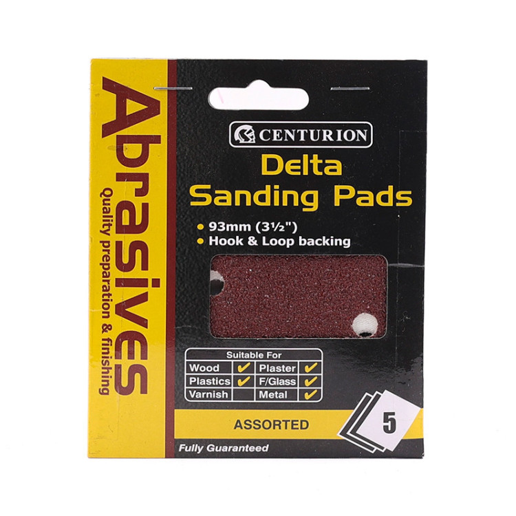 Centurion 90mm Assorted Hook & Loop Sanding Triangles (Pack of 5)