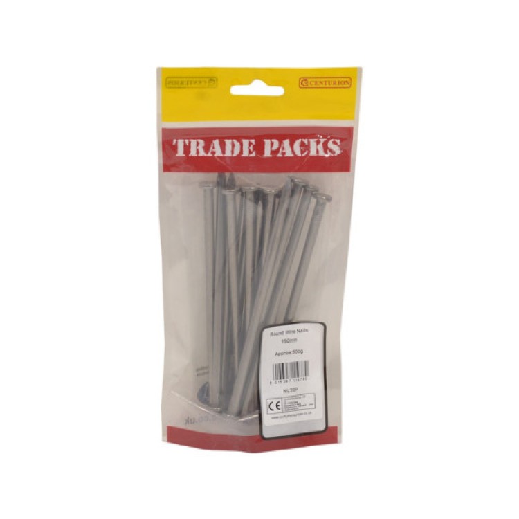 Centurion Bright Round Wire Nails - Steel (500g)