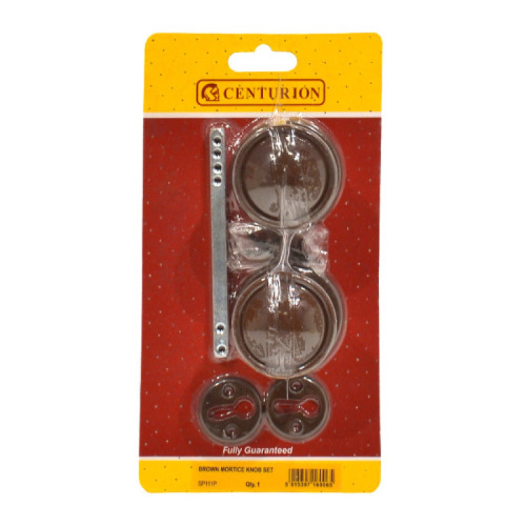 Centurion Brown Plastic Rim Mortice Knob Set