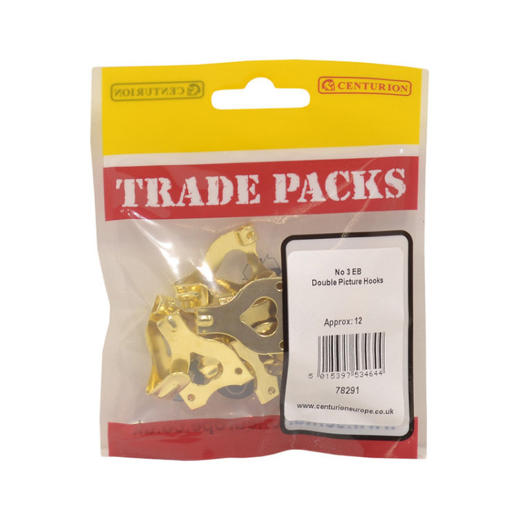 Centurion Double Picture Hooks - EB - No 3 (12 PK)