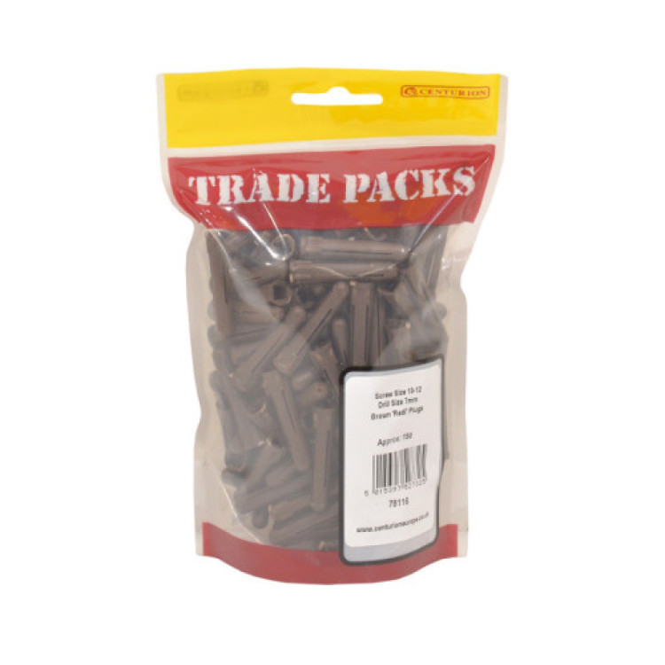 Centurion Plugs - Brown - 10-12 Drill 7mm (150 PK)