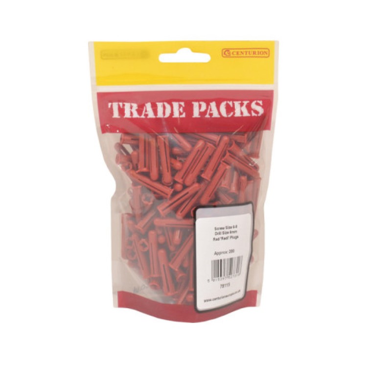 Centurion Plugs - Red - 6-8 Drill 6mm (200 PK)