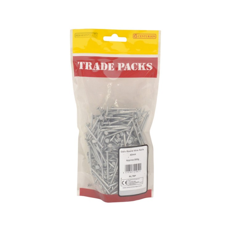 Centurion Round Wire Nails - Galvanised - 40mm (500g)