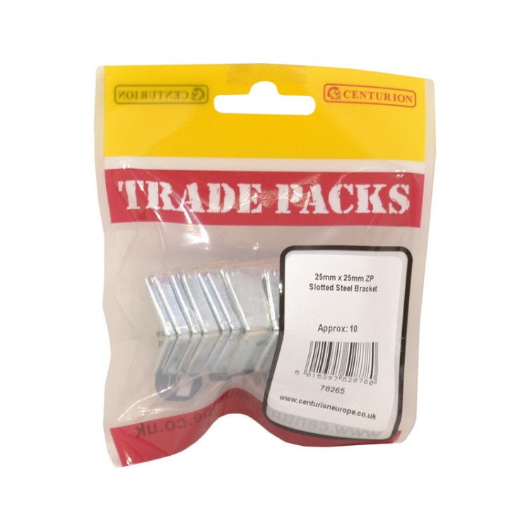Centurion Slotted Steel Bracket - ZP - 25mm x 25mm (10 PK)