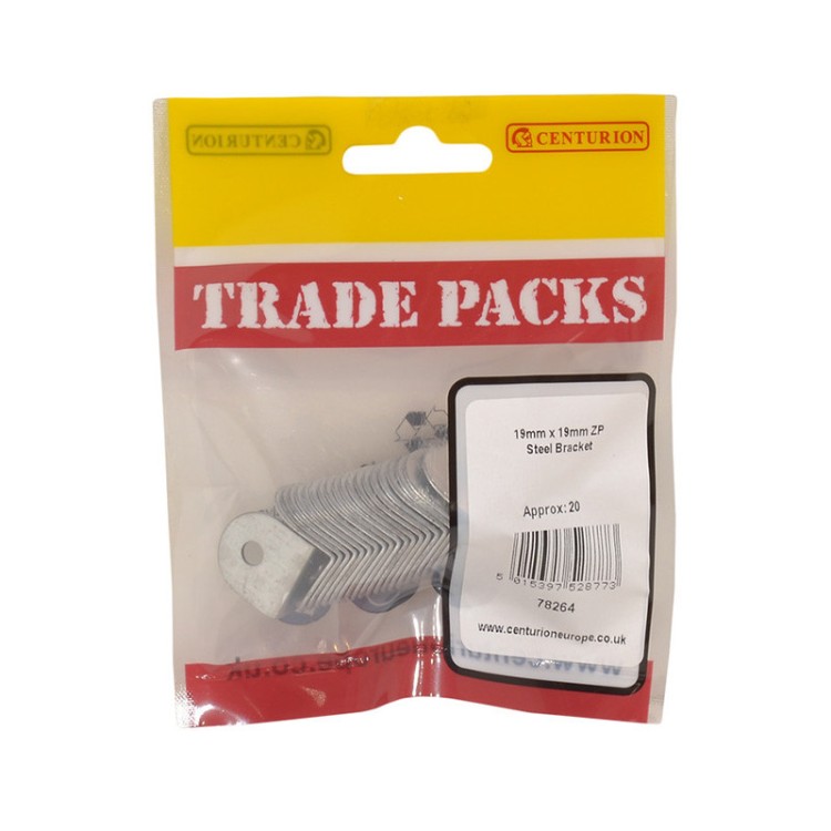 Centurion Steel Bracket - ZP - 19mm x 19mm (20 PK)