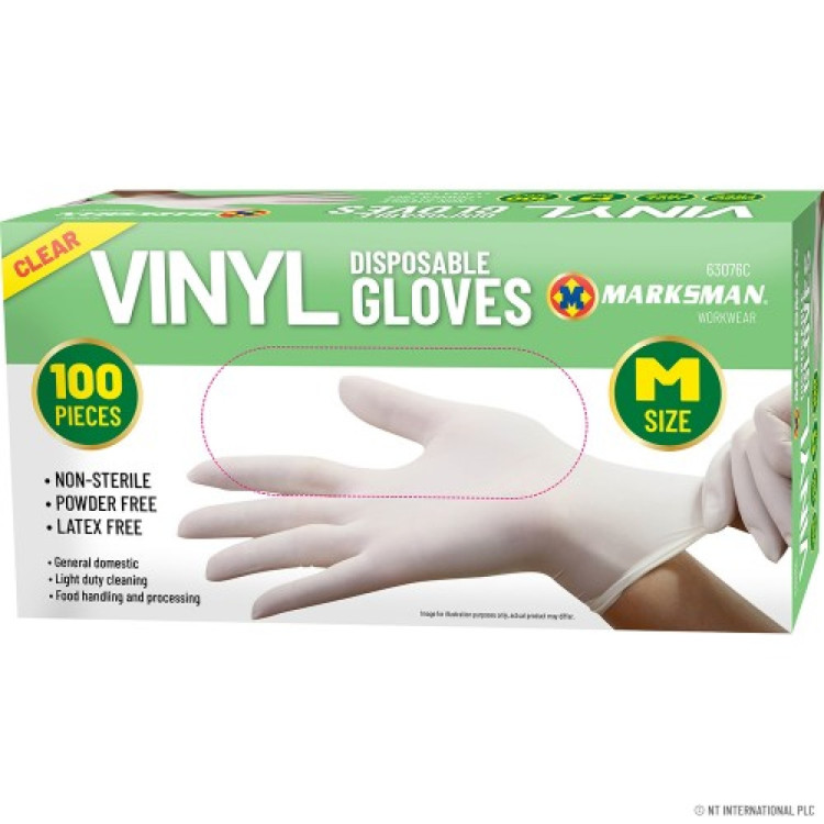 Clear Vinyl Powder Free Gloves Medium