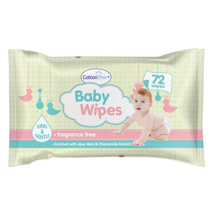 Cotton Tree Baby Wipes 72Pk