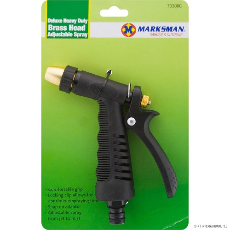  Deluxe Brass Head Adjustable Spray Gun - Black