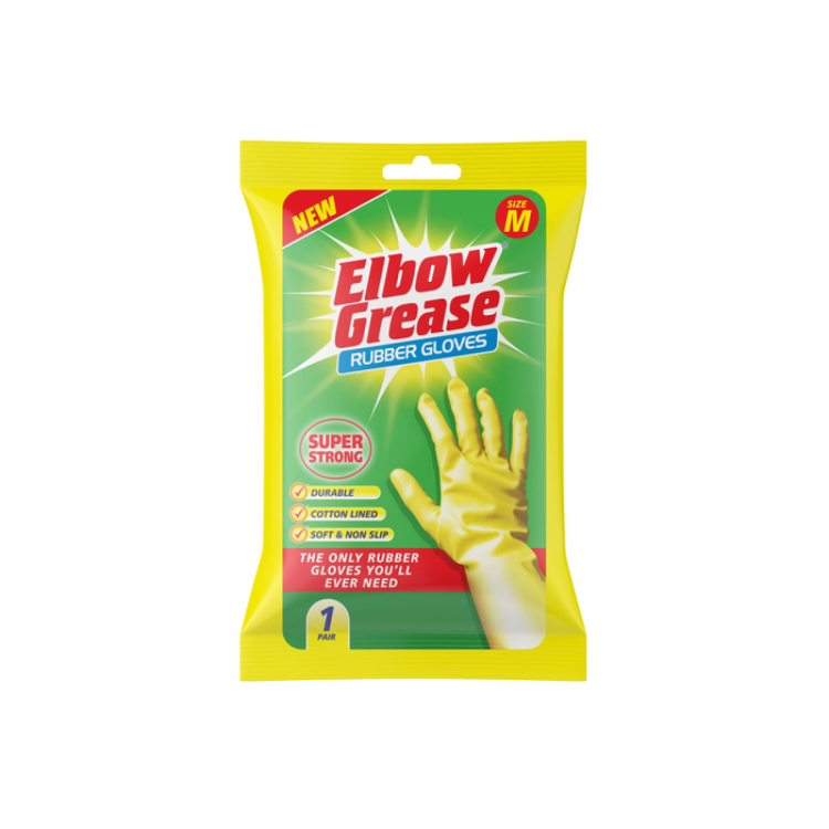 Elbow Grease Elbow Grease Anti Bac Rubber Gloves Medium 1Pk
