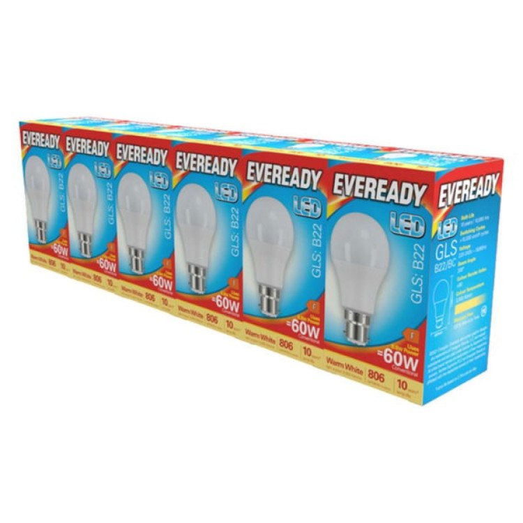 Eveready LED Filament GLS B22 (BC) 1,050lm 8W B22 (BC) 2,700K (Warm White), Box of 1
