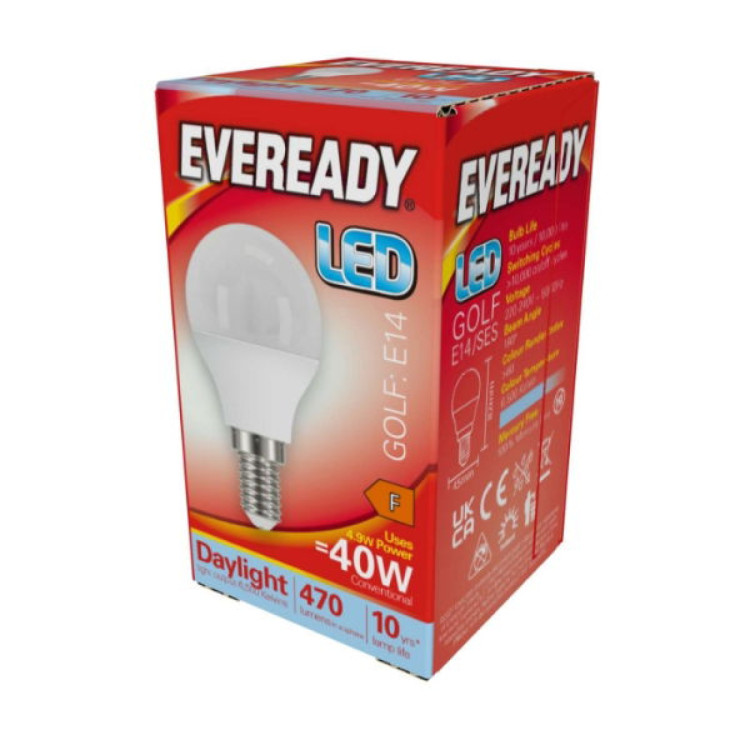 Eveready LED Golf E14 (SES) 470lm 4.9W 6,500K (Daylight), Box of 1