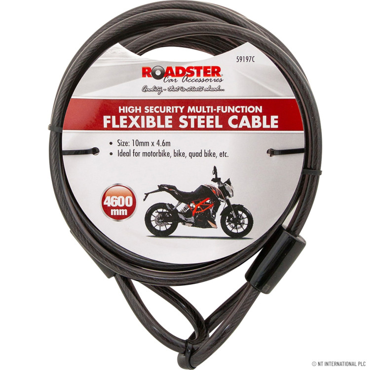 Flexible Steel Cable Cycle Lock - 10mm 4.6m 