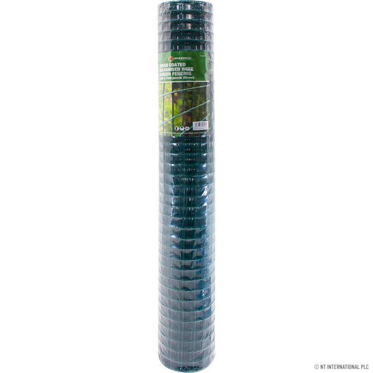 Green PVC Galvanized Netting 25mm SQ 0.9x10m